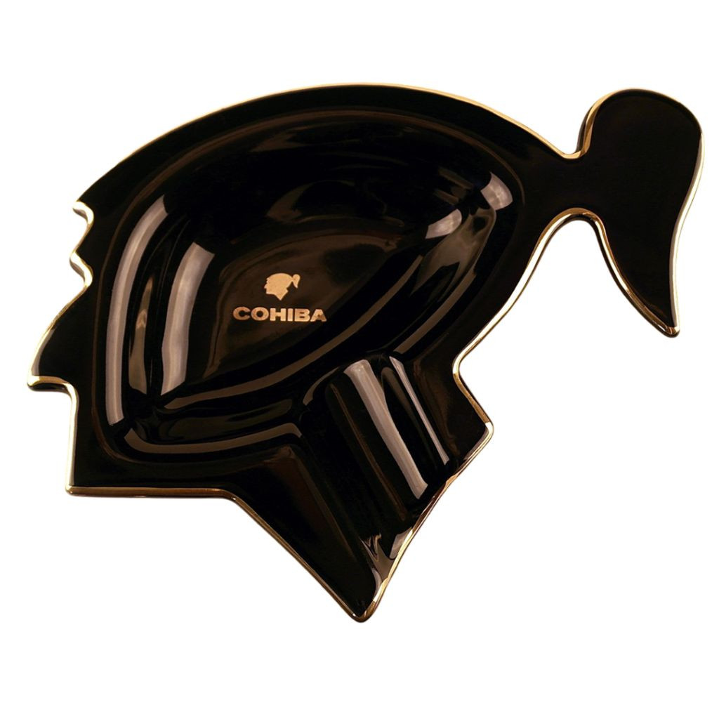 BLACK INDIAN PORCELAIN ASHTRAY COHIBA