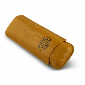 PARTAGAS adjustable leather cigar case, mustard 2C