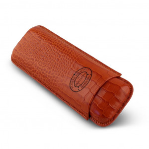 Adjustable leather cigar case PARTGAS orange 2C